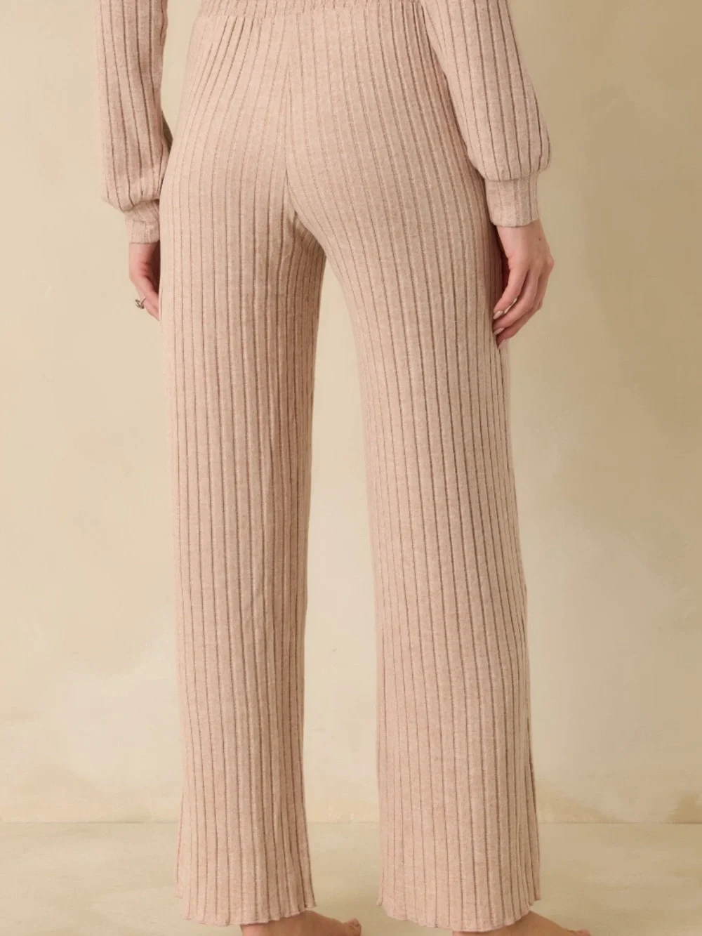 Z Supply Ribbed Lounge Set V-Neck Top & Pants Z Taupe Pink Size M
